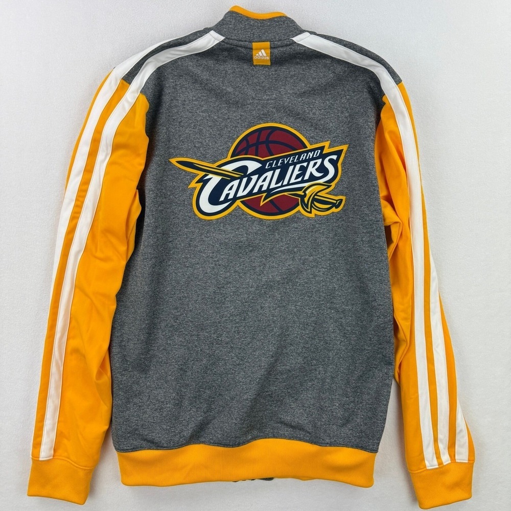 Adidas Cleveland Cavaliers NBA Track Jacket Mens Size S Gray Yellow Full Zip
